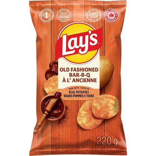 Lay's Potato Chips Old Fashioned Bar-B-Q Flavoured 220 g