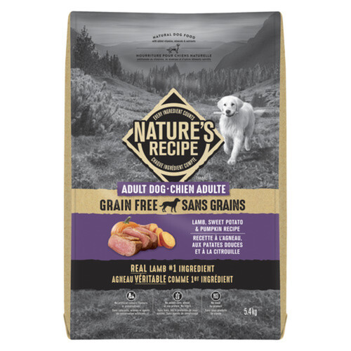 Nature's Recipe Adult Dog Food Grain Free Real Lamb Sweet Potato Pumpkin 5.4 kg