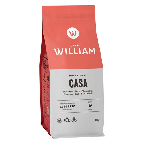 Café William Whole Bean Coffee Casa Espresso Medium Roast 800 g