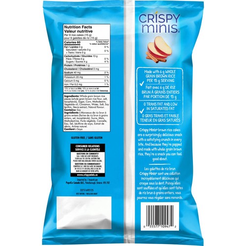 Quaker Crispy Brown Rice Cakes Minis Apple Cinnamon Flavour 90 g