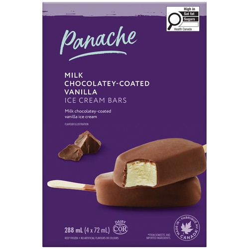 Panache Ice Cream Bar Milk Chocolate Vanilla 4 x 72 ml