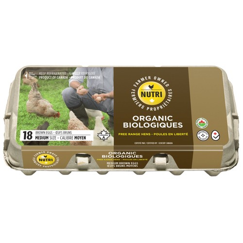 Nutri Organic Brown Eggs Free Range Hens Medium 18 Count