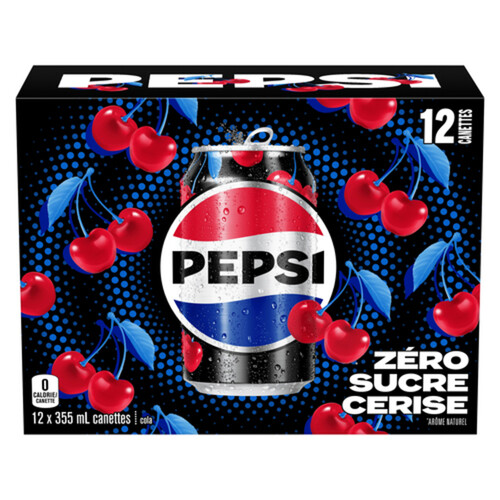 Pepsi Zero Sugar Soft Drink Wild Cherry 12 x 355 ml