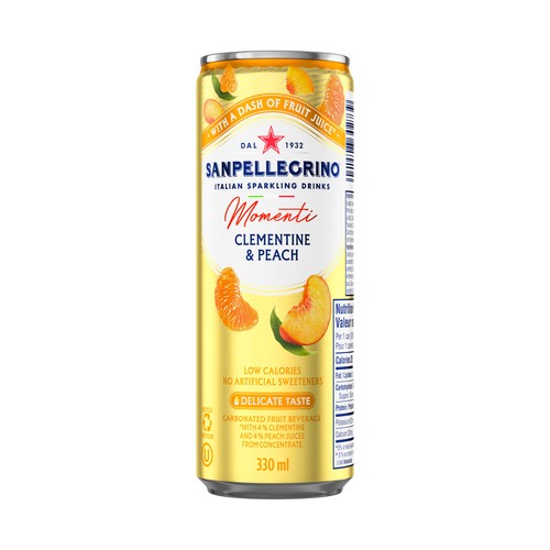 Sanpellegrino Carbonated Water Clementine & Peach 330 ml (can)