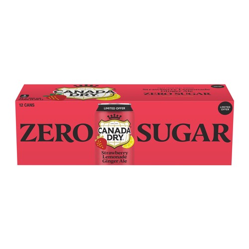 Canada Dry Zero Sugar Soft Drink Strawberry Lemonade 355 ml