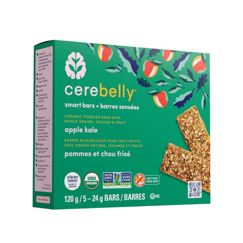 Cerebelly Canada LLC Apple Kale Organic Toddler Bar 5 x 24 g