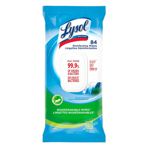 Lysol Disinfecting Wipes Spring Waterfall Flat Pack 84 Count