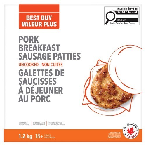 Best Buy Frozen Breakfast Sausage Patties Pork 1.2 kg
