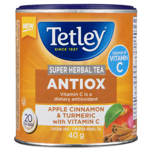Tetley Tea Antiox Super Herbal Apple Cinnamon And Turmeric With Vitamin C 20 Tea Bags