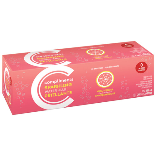 Compliments Sparkling Water Pink Grapefruit 12 x 355 ml (cans)