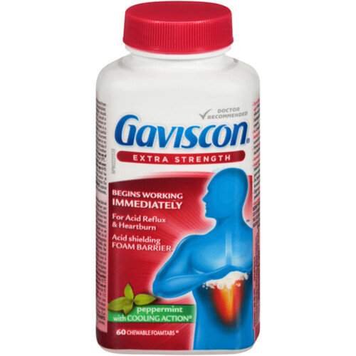 Gaviscon Antacid Extra Strength Chewable Tablets Peppermint 60 EA