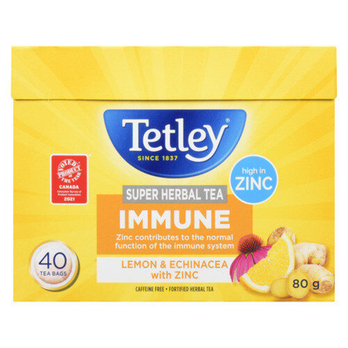 Tetley Super Herbal Tea Lemon & Echinacea With Zinc 40 Tea Bags