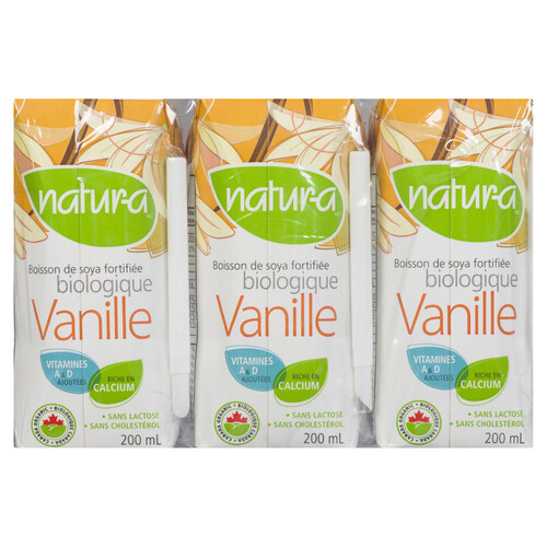 Natur-A Organic Soy Beverage Vanilla 3 x 200 ml