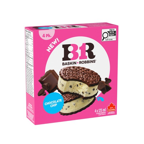 Baskin Robbins Ice Cream Sandwiches Chocolate Chip 4 x 125 ml
