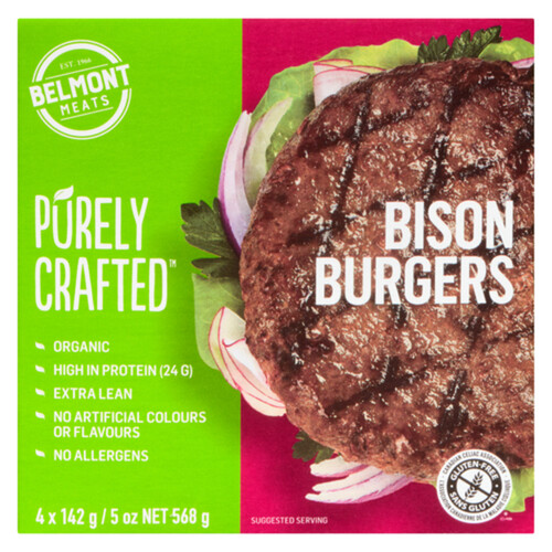 Pureley Crafted Frozen Burgers Bison 568 g