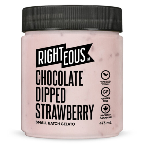 Righteous Frozen Gelato Chocolate Dipped Strawberry 473 ml