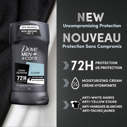 Dove Men+Care Antiperspirant Stick Stain Defense Clean Deodorant 76 g