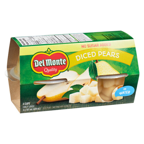 Del Monte Diced Pears In Water 4 x 107 ml