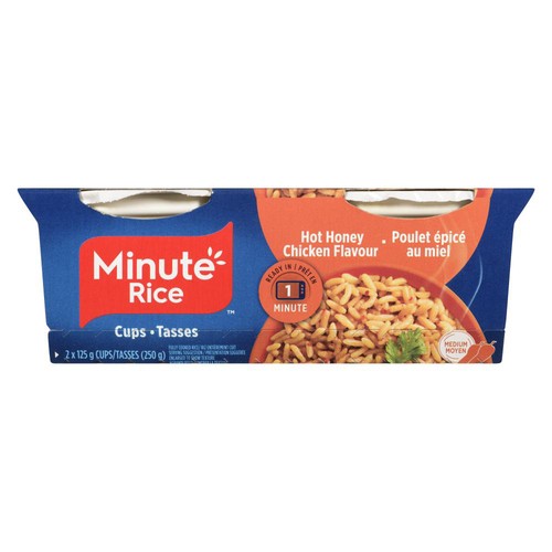 Minute Rice Cooked Rice Cups Hot Honey Chicken Flavour Medium 2 x 125 g