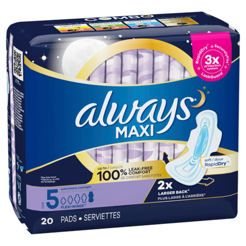 Always Maxi Pads Extra Heavy Flow With Wings Size 5 20 Count
