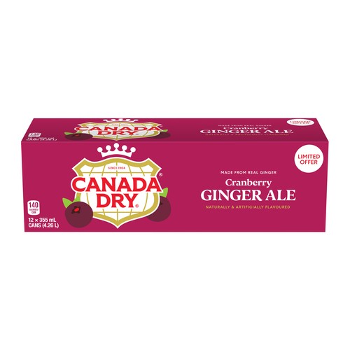 Canada Dry Soft Drink Ginger Ale Cranberry 12 x 355 ml (cans)