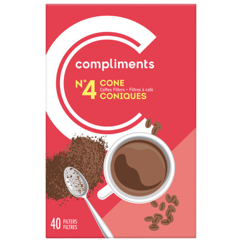 Compliments Cone Coffee Filters No. 4 White 40 Count