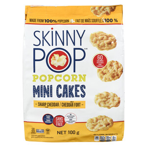 Skinny Pop Gluten free Popcorn Mini Cakes Sharp Cheddar 100 g Voilà Skinny Pop Gluten free Popcorn Mini Cakes Sharp Cheddar 100 g Voilà