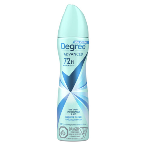 Degree Motionsense Dry Spray Antiperspirant Shower Clean 72H Sweat Protection 107 g