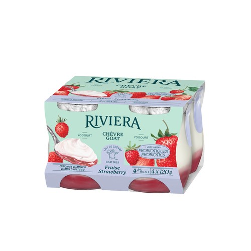 Riviera Yogourt 4.9% Goat Strawberry 4 x 120 g