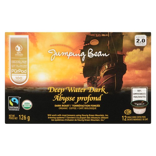 Jumping Bean Coffee Pods Deep Water Dark 12 K-Cups 126 g