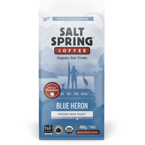 Salt Spring Organic Whole Bean Coffee Fair Trade Blue Heron 400 g
