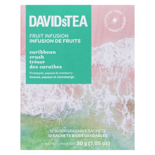DAVIDsTEA Fruit Infusion Tea Caribbean Crush 12 Sachets 
