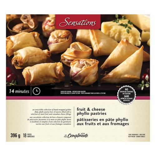 Sensations Frozen Phyllo Pastries Fruit & Cheese 18 Pack 396 g