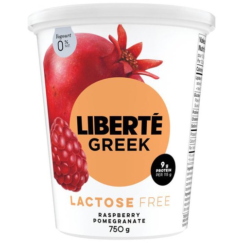 Liberte Lactose-Free Greek Yogurt Raspberry Pomegranate 750 g