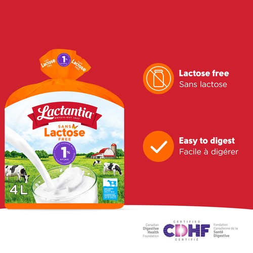 Lactantia Lactose-Free 1% Milk Partly Skimmed 4 L
