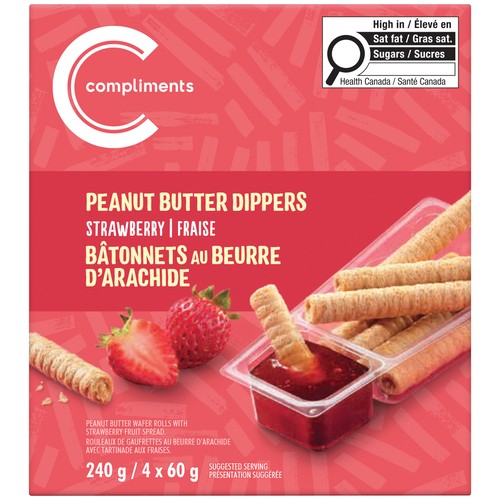 Compliments Snack Peanut Butter Wafer Rolls With Dipper Strawberry 240 g