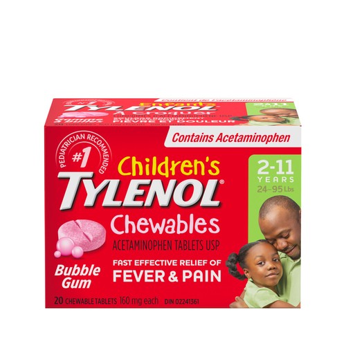 Tylenol Children's Pain Relief Chewables Bubblegum 20 EA