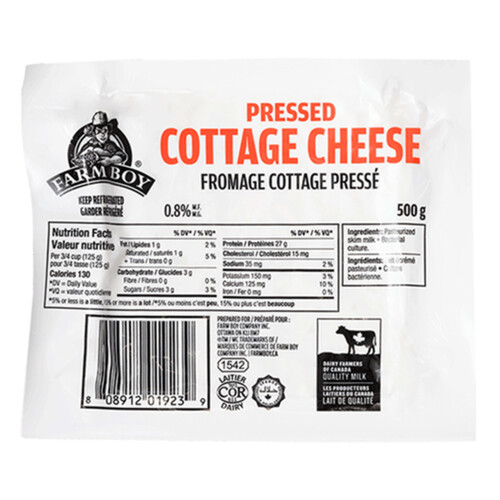 Farm Boy 0.8% Cottage Cheese Pressed 500 g