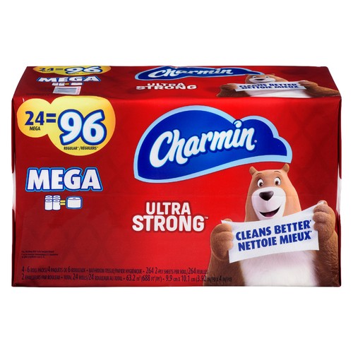 Charmin Toilet Paper Ultra Strong 2-Ply 24 Mega Rolls x 264 Sheets 