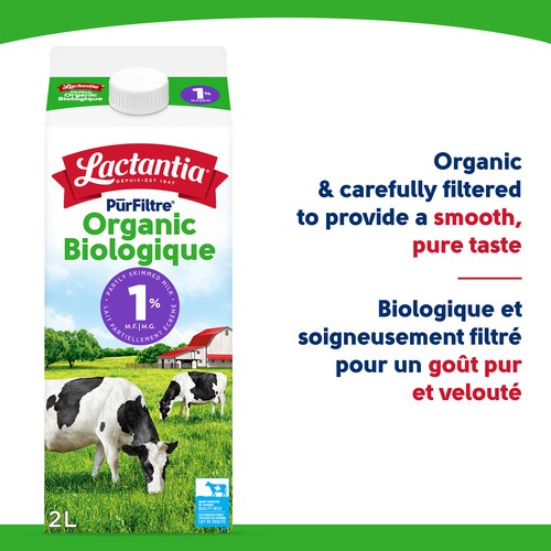 Lactantia PurFiltre Organic 1% Milk Partly Skimmed 2 L