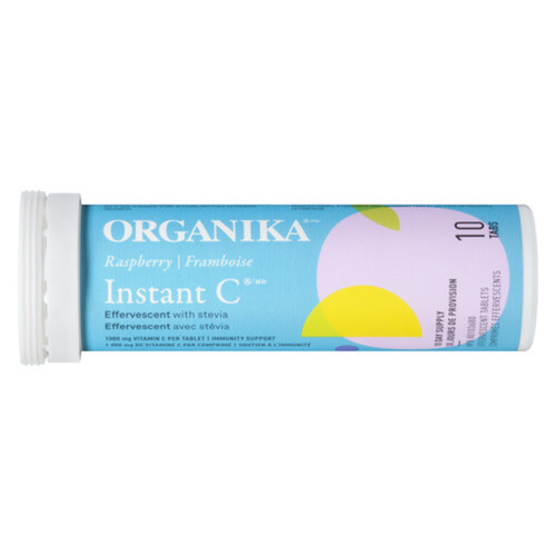 Organika Instant C Supplement Effervescent Nutritional Raspberry 10 Tablets