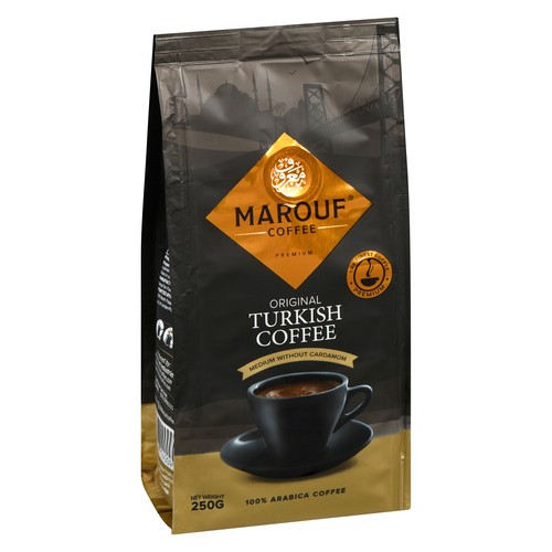 Marouf Coffee 100% Arabica Coffee Original Turkish Medium Without Cardamom 250 g