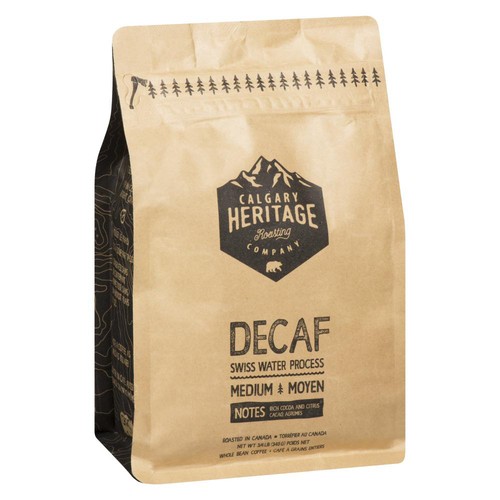 Calgary Heritage Roasting Company Whole Bean Coffee Decaf Medium 340 g