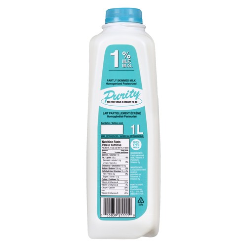 Purity 1% Milk Partly Skimmed 1 L