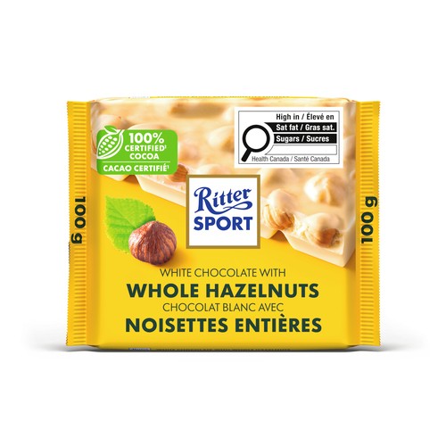 Ritter Sport White Chocolate Bar With Whole Hazelnuts 100 g