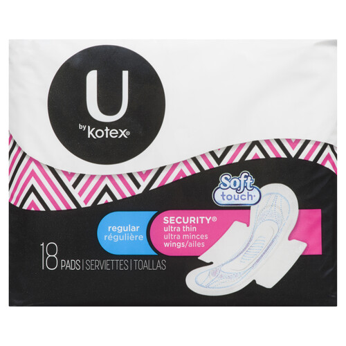 U By Kotex Pads Security Ultra Thin With Wings Regular 18 count