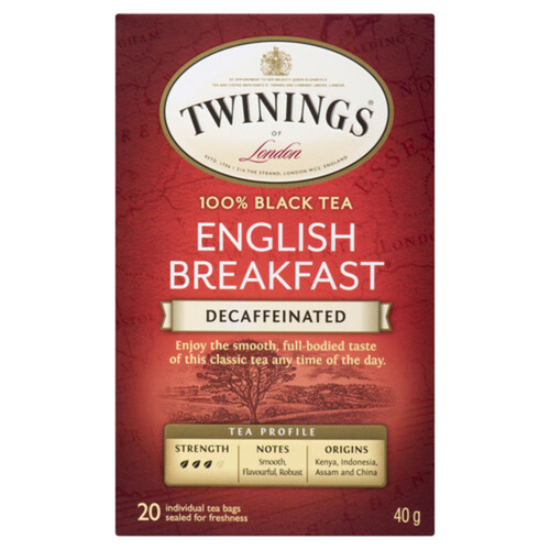Twinings Tea Decaffeinated English Breakfast 20 Tea Bags 
