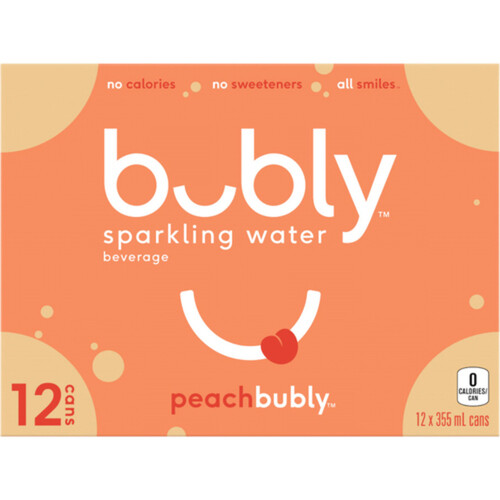 Bubly Sparkling Water Peach 12 x 355 ml (cans)