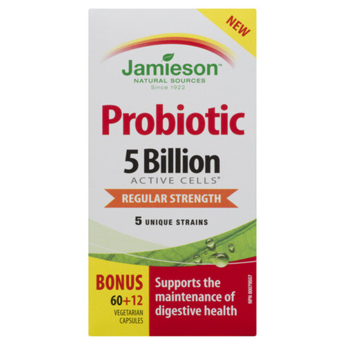 Jamieson 5 Billion Probiotic Regular Strength Vegetarian Capsules 60 Count