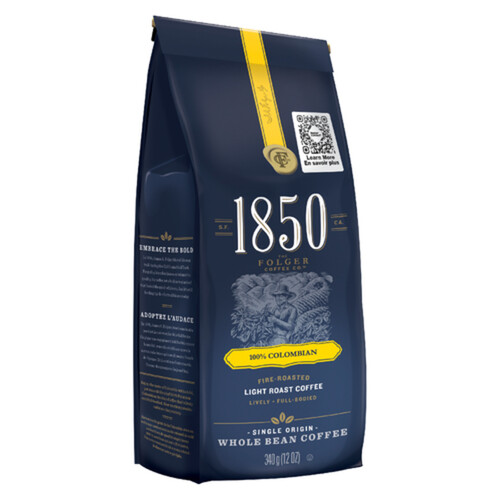 Folgers Coffee Whole Bean 1850 Columbian Light Roast 340 g Voilà